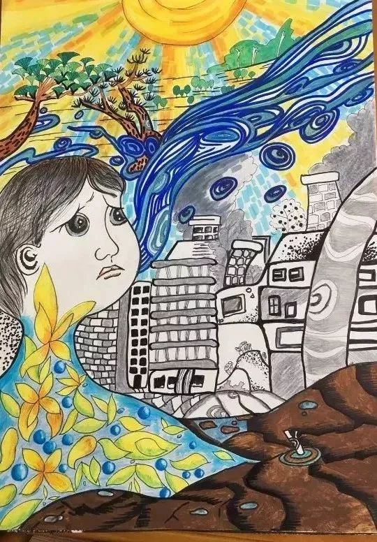 《绚烂与灰白》环保创意画