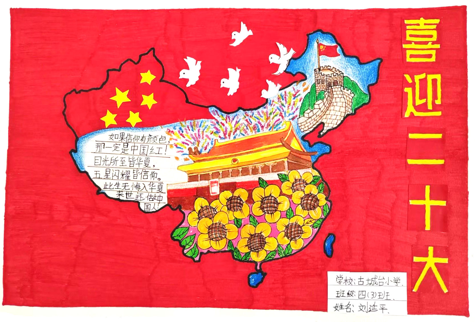喜迎二十大儿童画