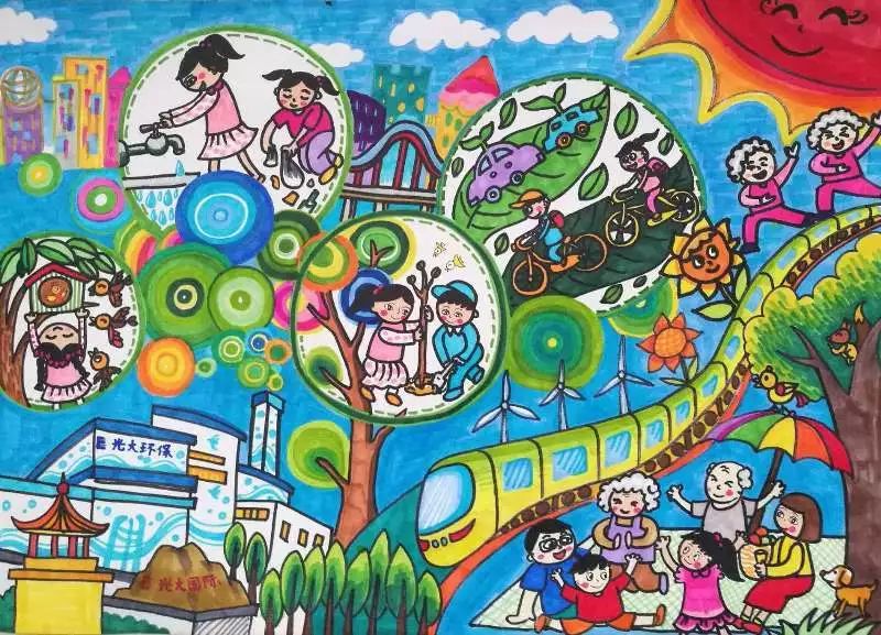 “我是环保小卫士，争创绿色新经开”主题儿童画