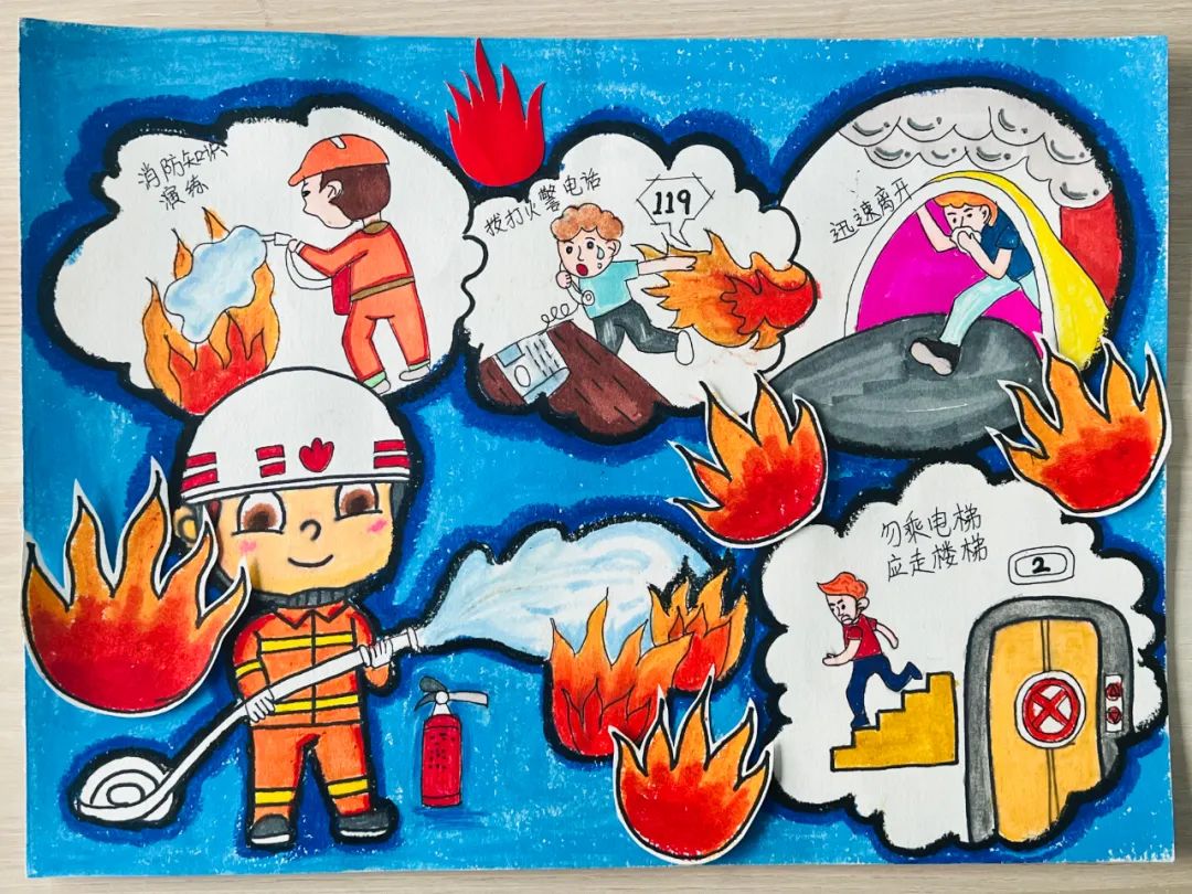 消防安全儿童画主题精选