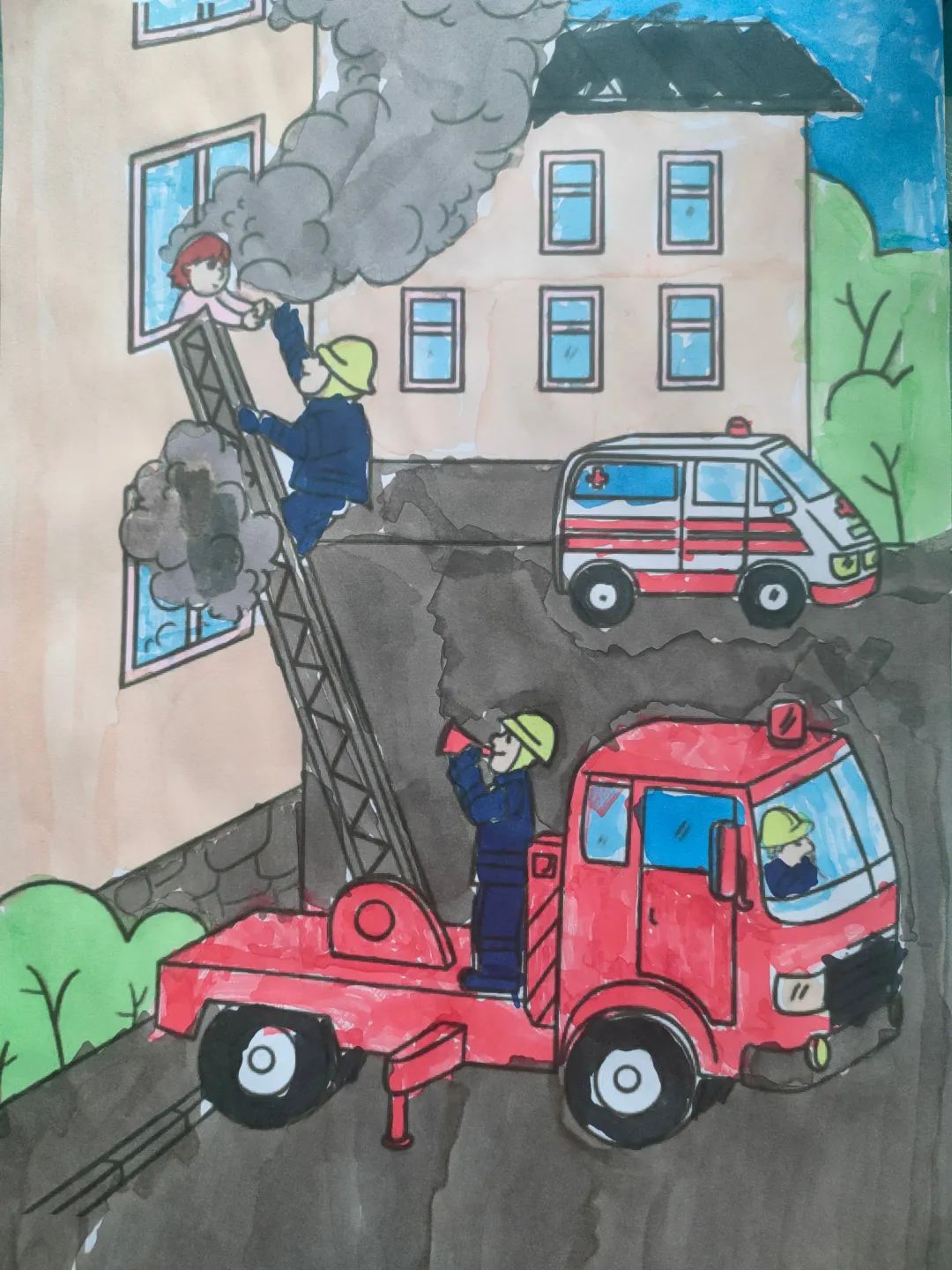 救护车儿童画