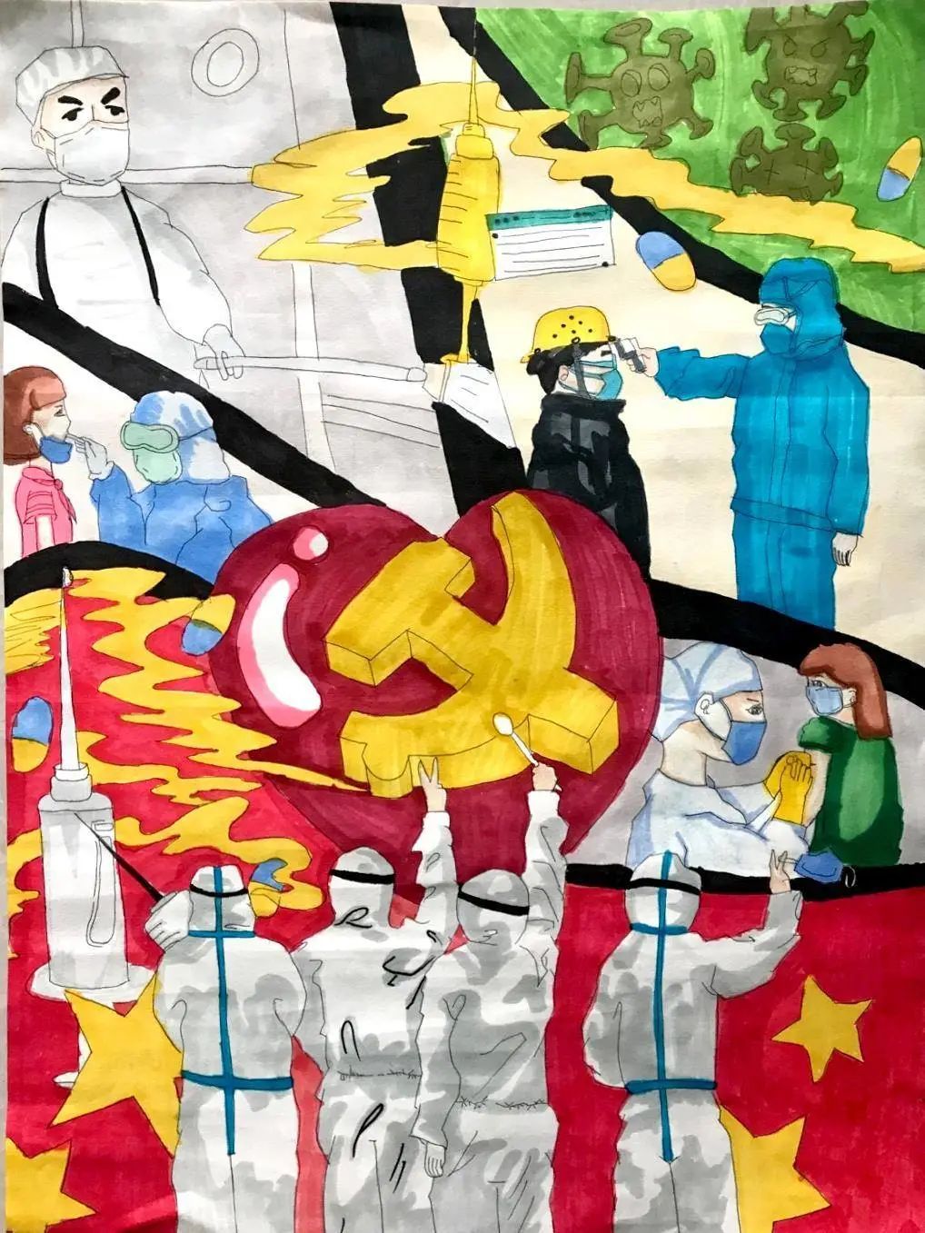 童心战“疫” 致敬“最美逆行者”少儿绘画一等奖作品