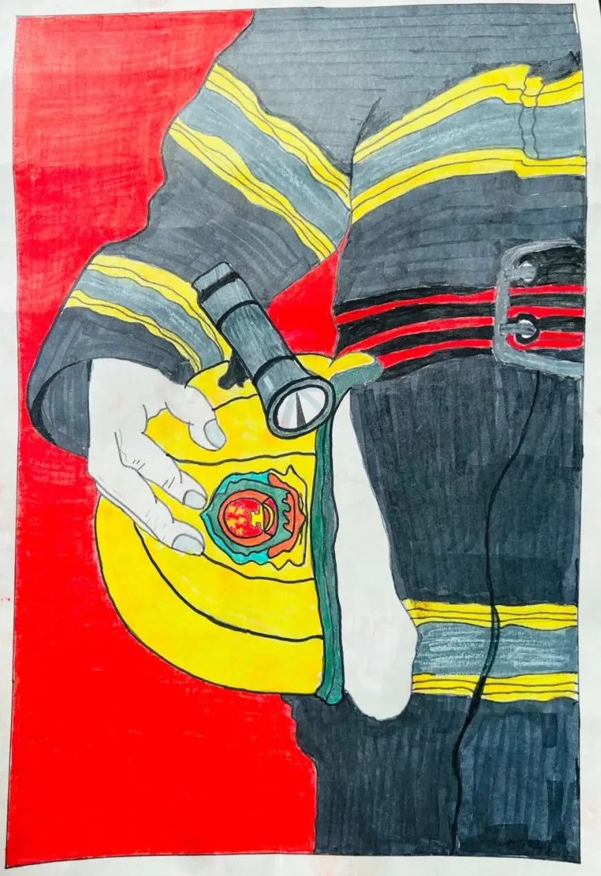 “向消防英雄致敬”主题儿童画