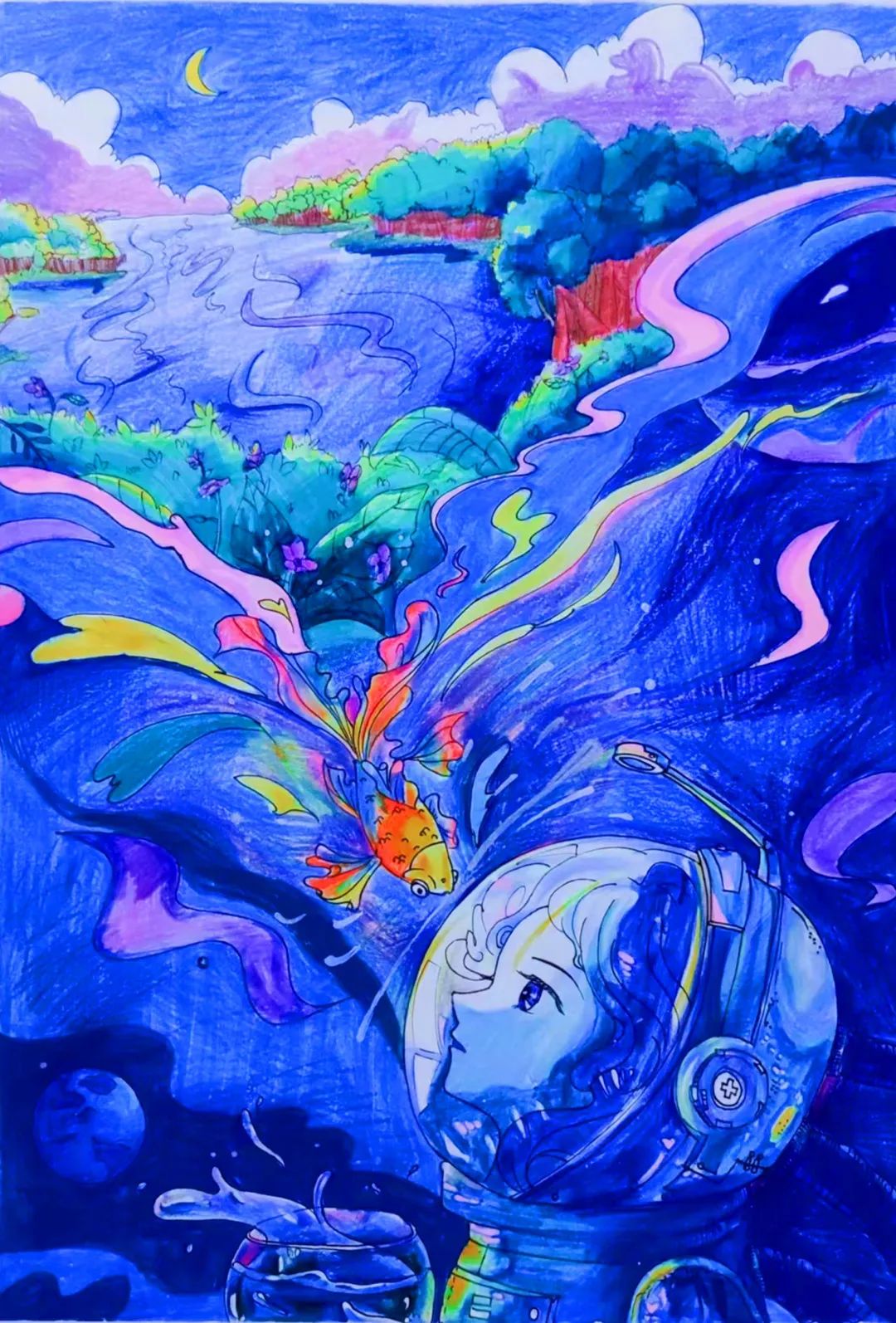 月亮儿童画