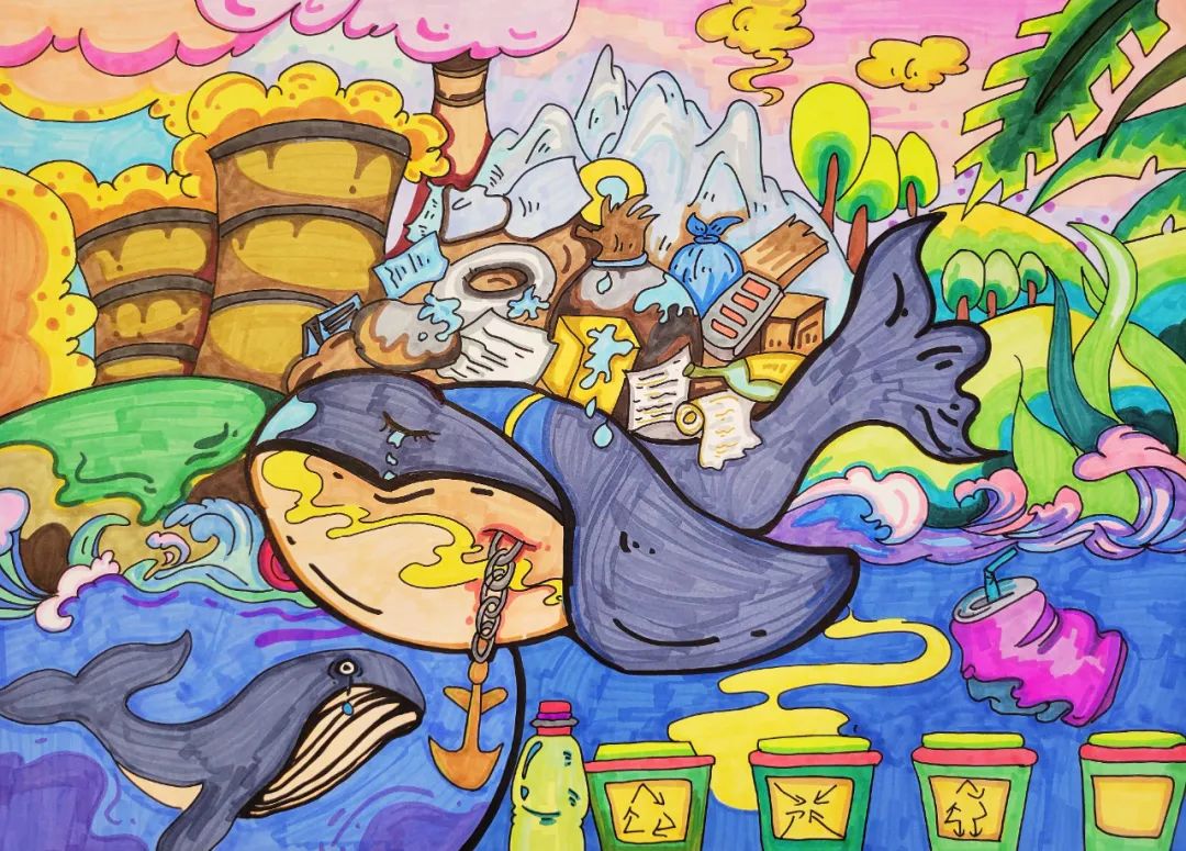 关于海洋环保的绘画作品