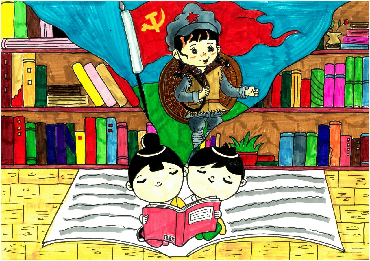 小学六年级“爱祖国 爱读书”绘画比赛作品