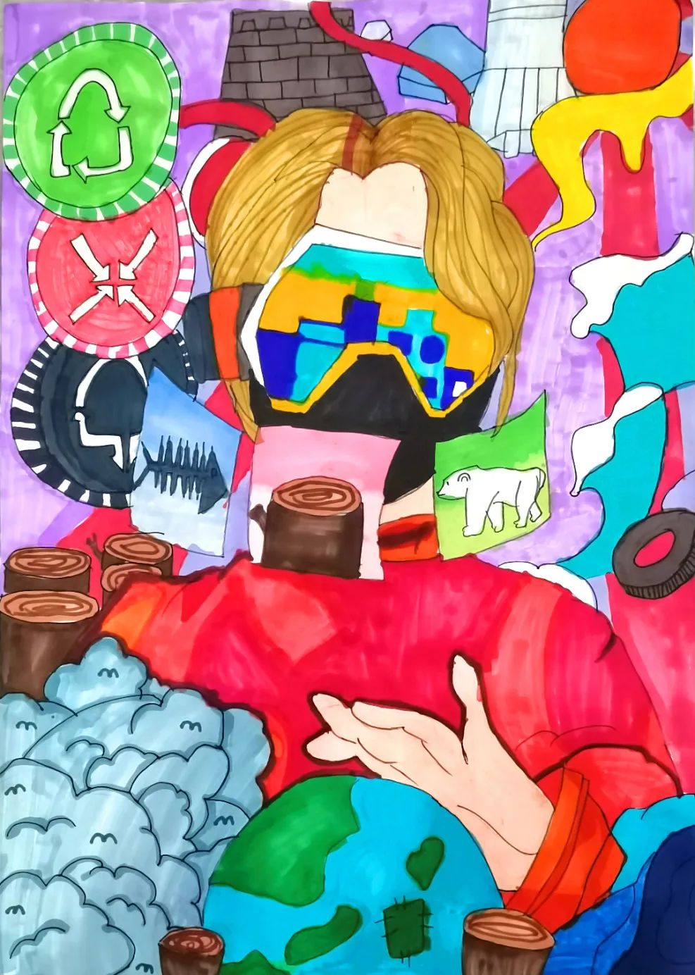 “保护环境 守护地球”创意儿童画简单好看