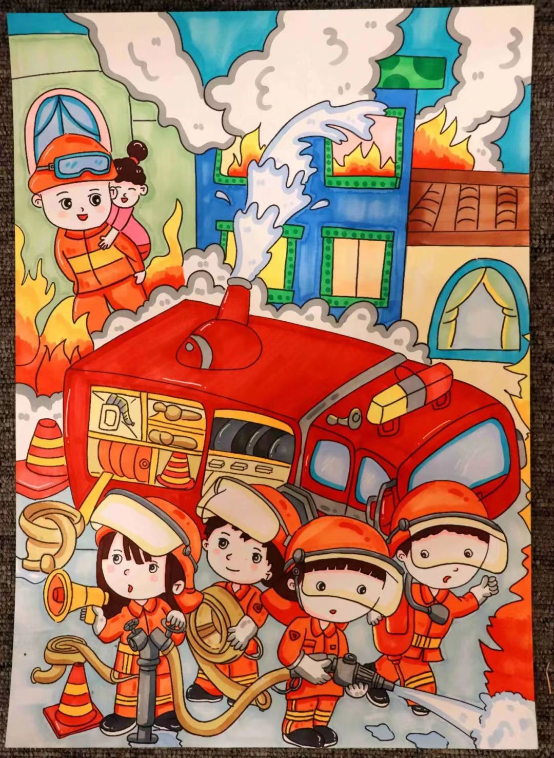 “我是小小消防员”全国消防日儿童绘画二等奖