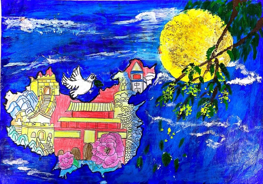 2022小学生“庆中秋迎国庆”儿童画
