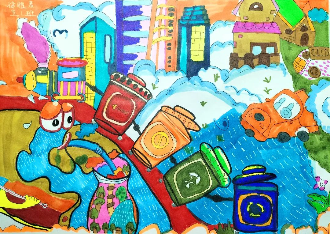 “绿色童心 环保同行”儿童画作品