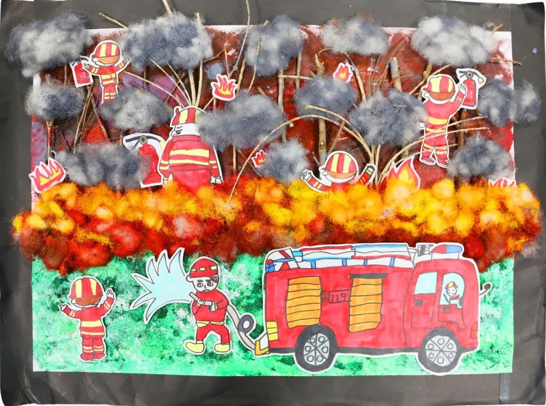 幼儿园消防安全主题儿童画参赛作品