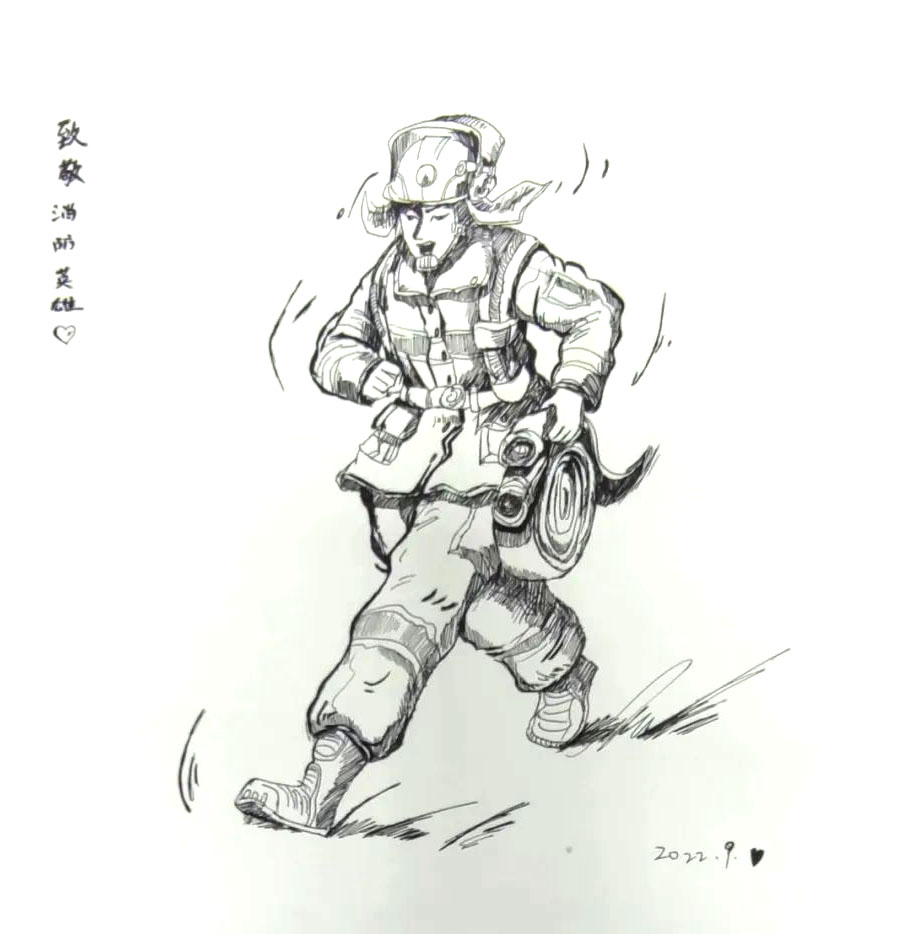 “画中英雄 心中榜样”绘画作品（黑白）