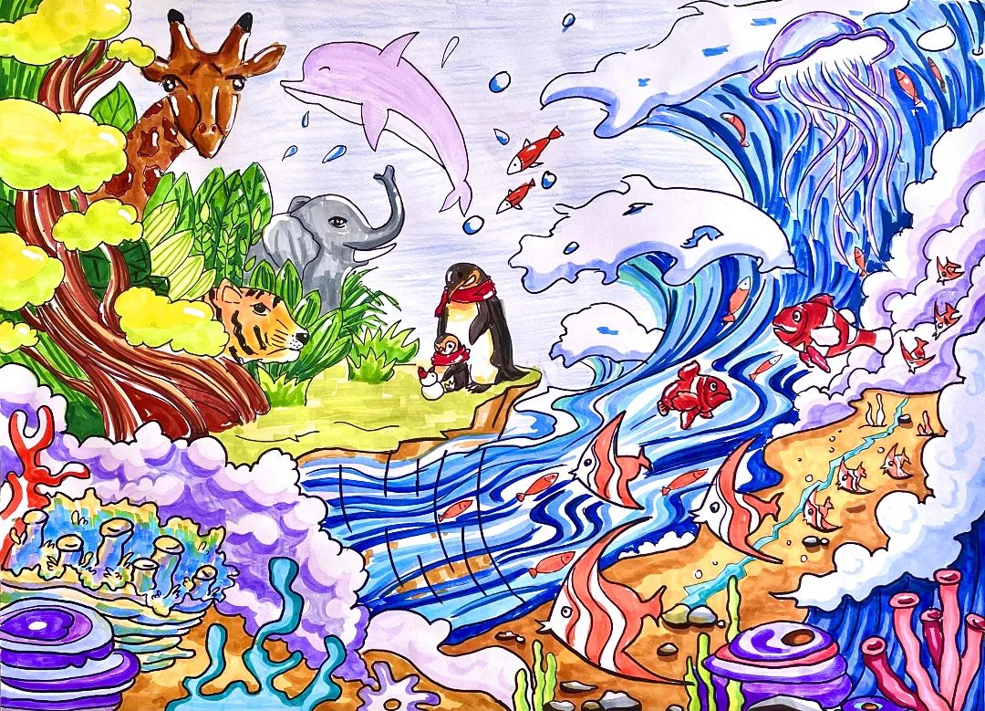 “童心共绘 守护美好家园”生态主题绘画图片