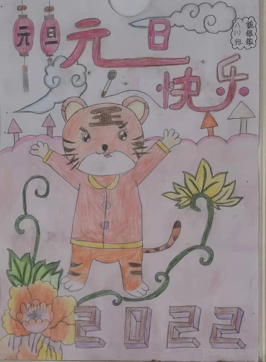 2022虎年大吉新年快乐儿童画