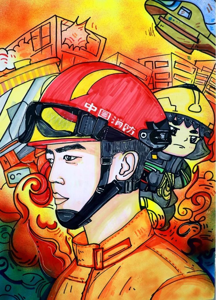 “我眼中的消防英雄”绘画作品