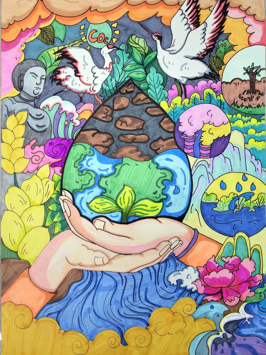 “保护地球家园 拥抱绿色生活”绘画一等奖作品