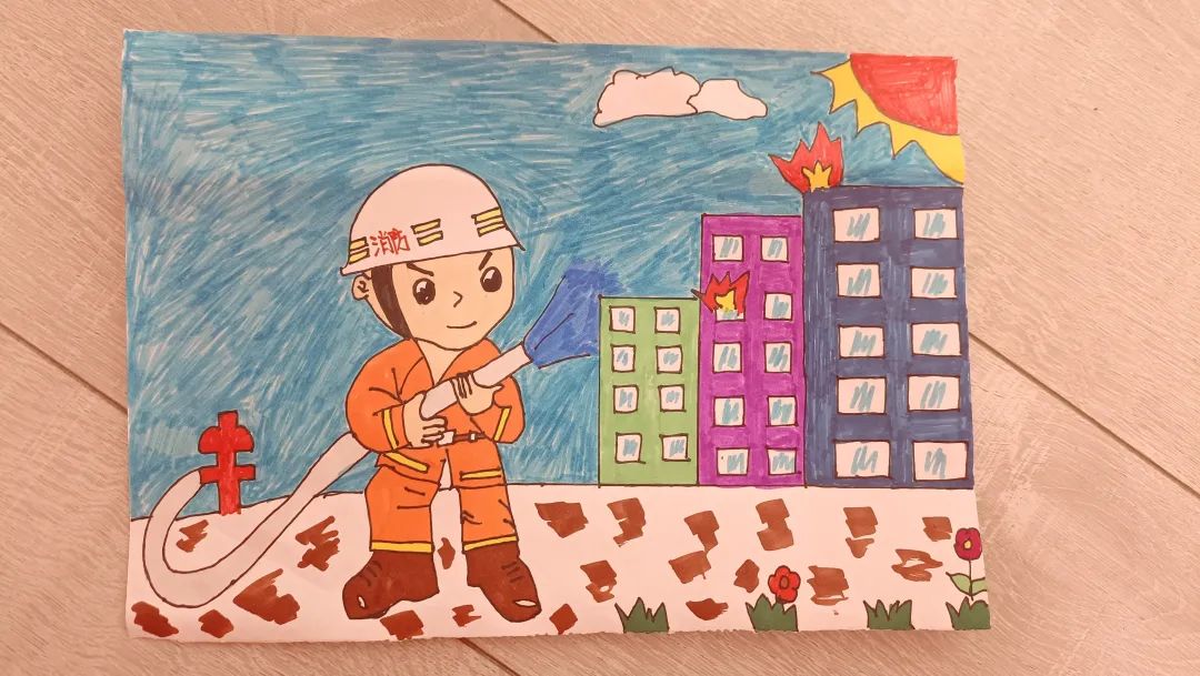 “致敬烈火英雄 童画火焰蓝”绘画作品赏析