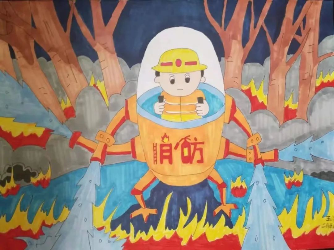 “致敬消防英雄 争当消防卫士”创意儿童画