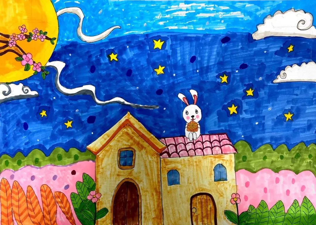 关于中秋主题绘画（幼儿园亲子作品）