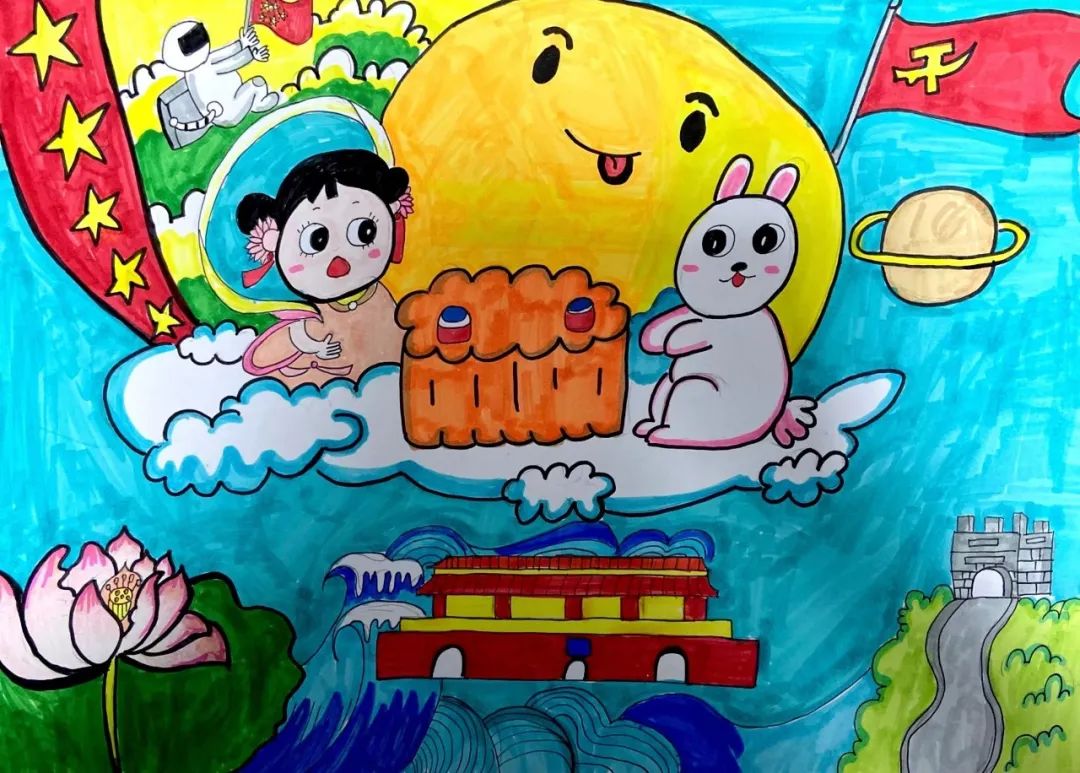 简单漂亮的中秋节儿童绘画图片