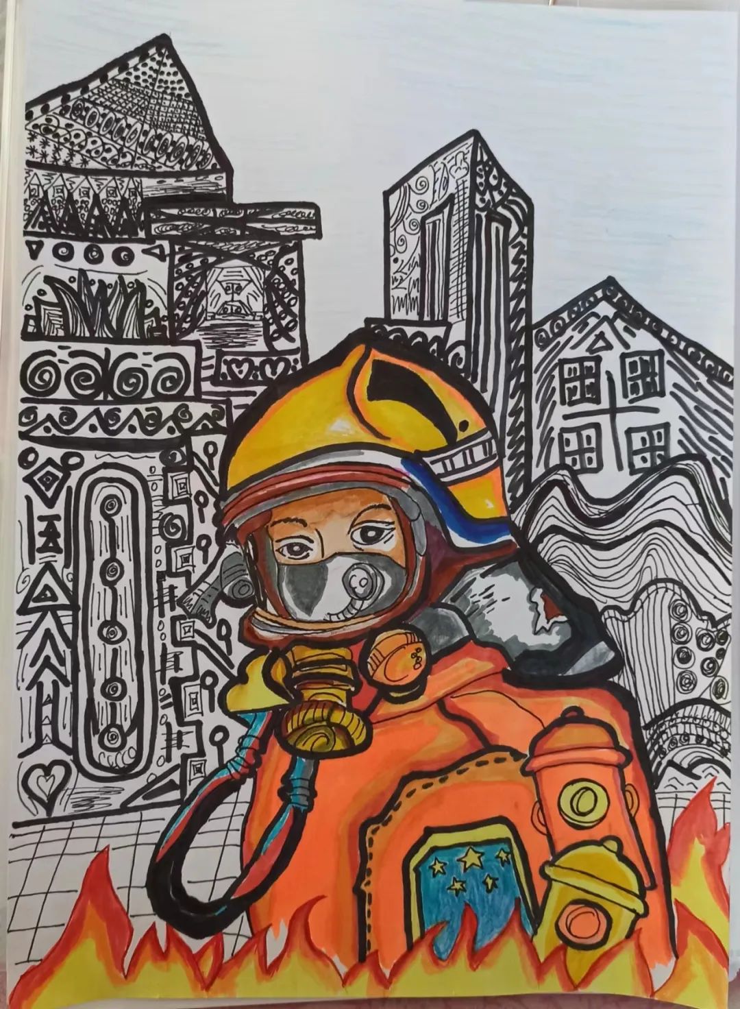 “我是小小消防员”主题儿童画