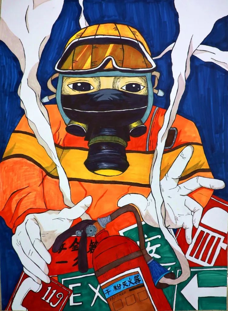 “致敬火焰蓝”消防主题绘画一等奖