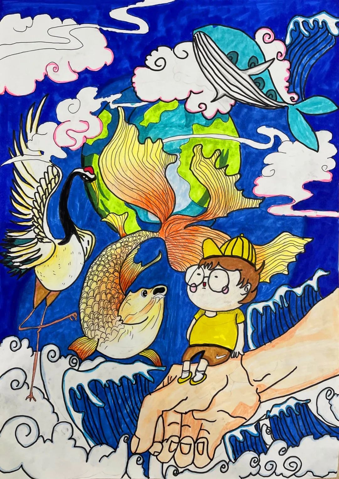 “童心绘世界 我是绿色环保小卫士”主题儿童画