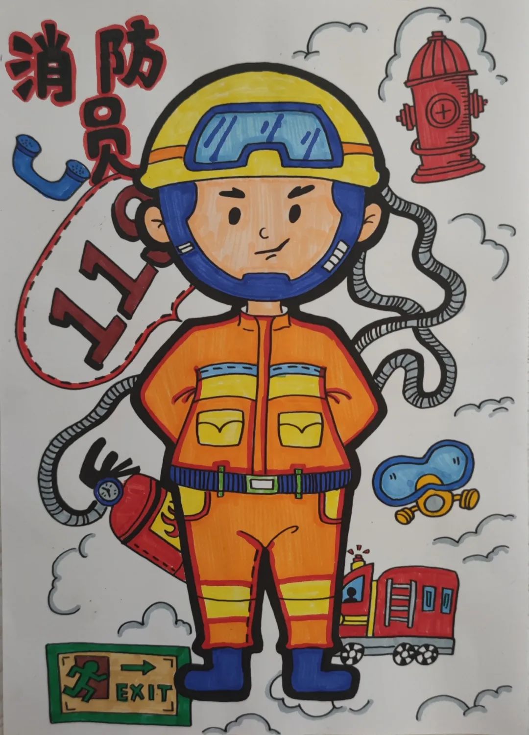2022消防安全主题绘画图片展示