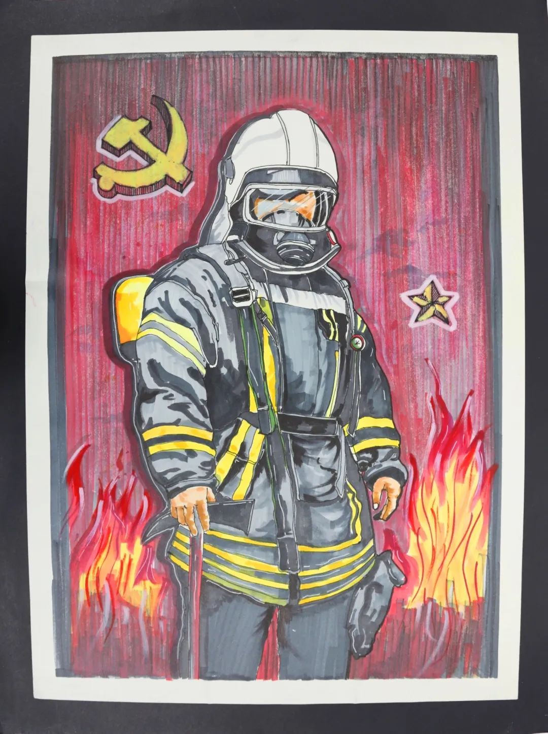 2022年消防安全绘画作品——致敬无名英雄