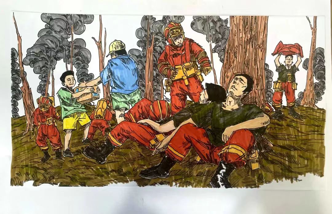 烈火英雄——森林防火主题儿童画