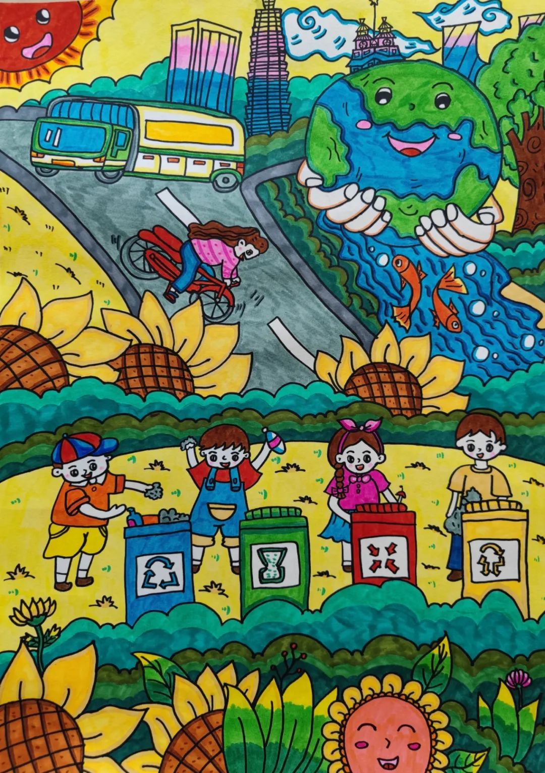 关于垃圾分类的画画作品
