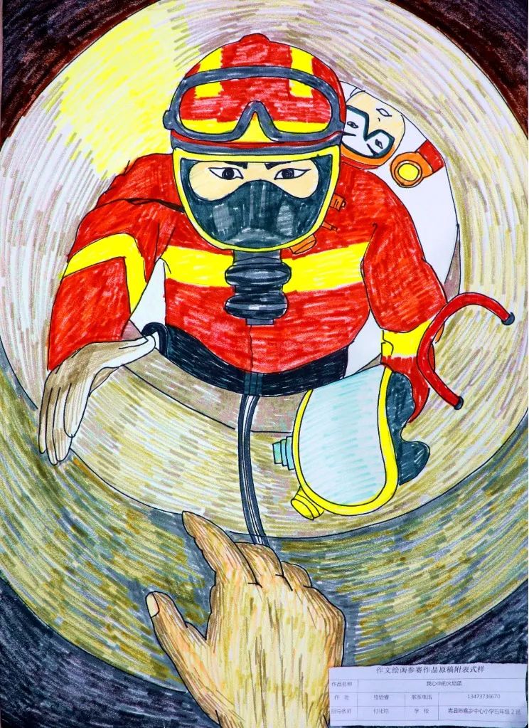 初一以消防为主题绘画作品欣赏