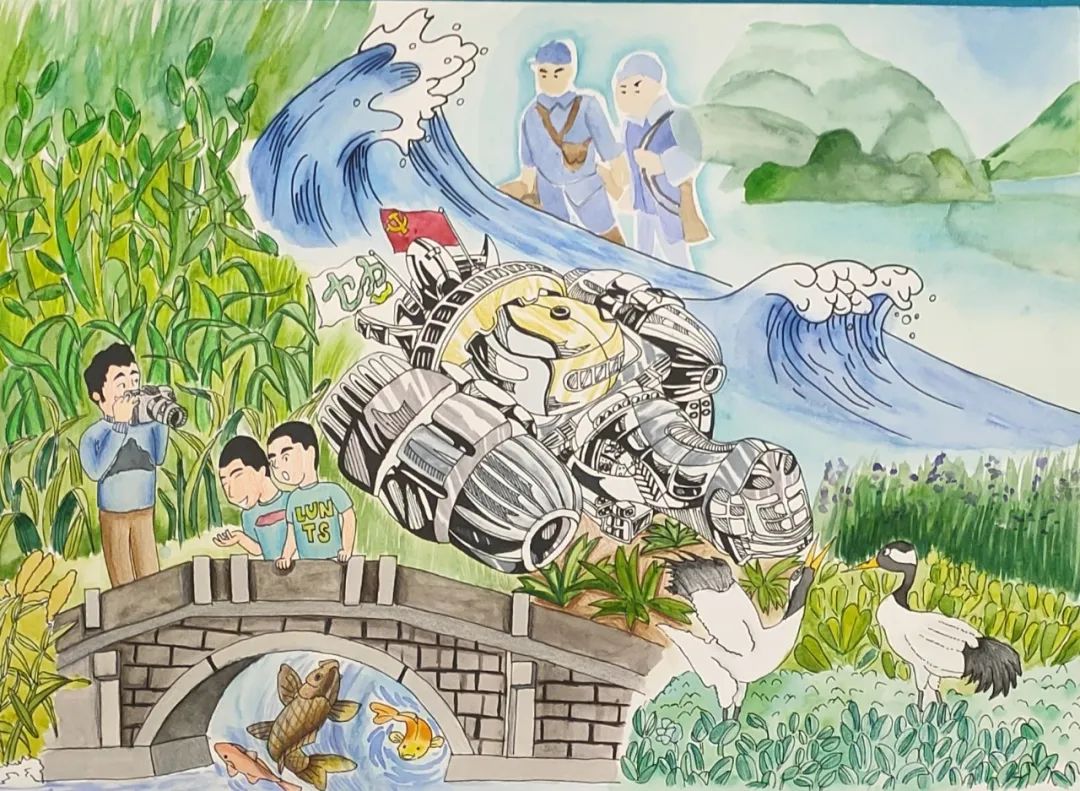 小学生湿地风景图片怎么画