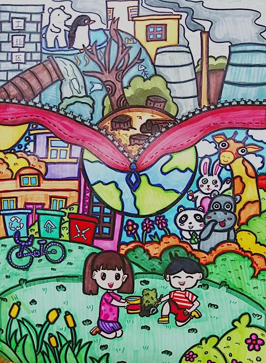 “画笔绘环保 童心学分类”绘画优秀作品