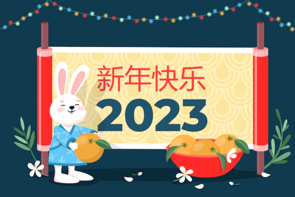 2023新年快乐海报插画（兔子）
