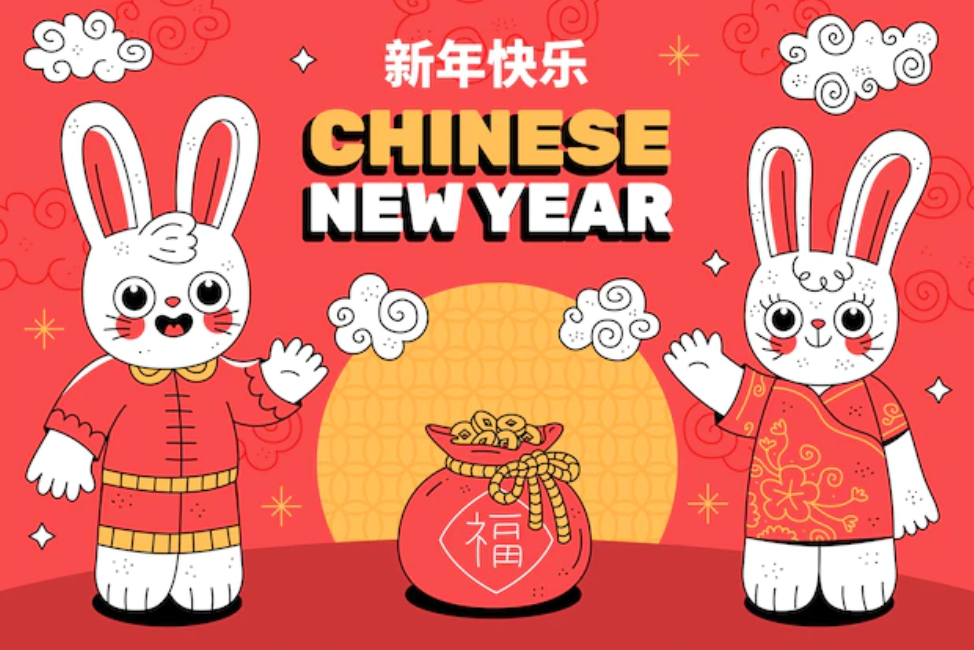 2023兔年新春可爱趣味插画