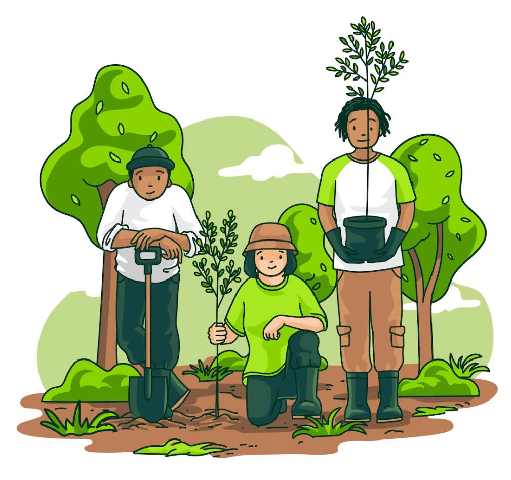 我们一起去植树画画图片