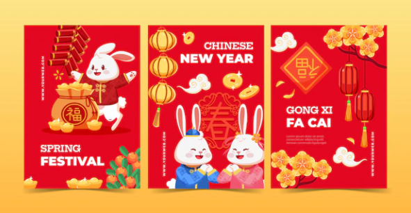 2023卯兔大吉大利卡通新年插画