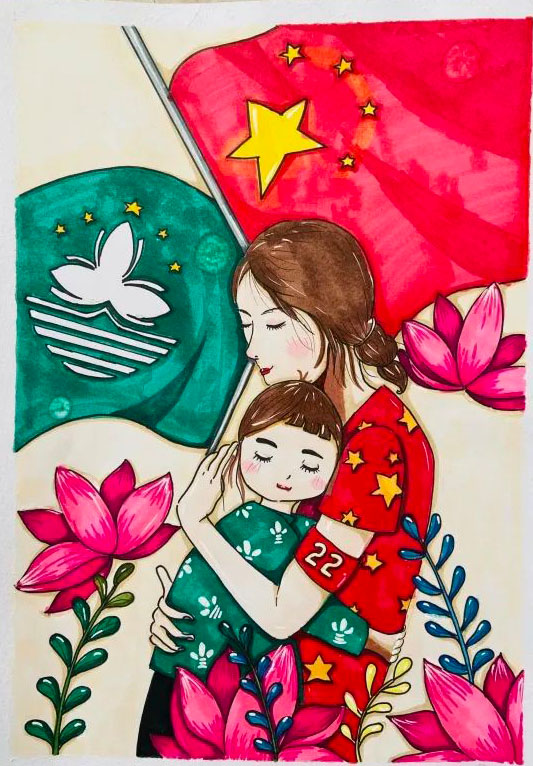 分享一张庆祝澳门回归22周年的绘画