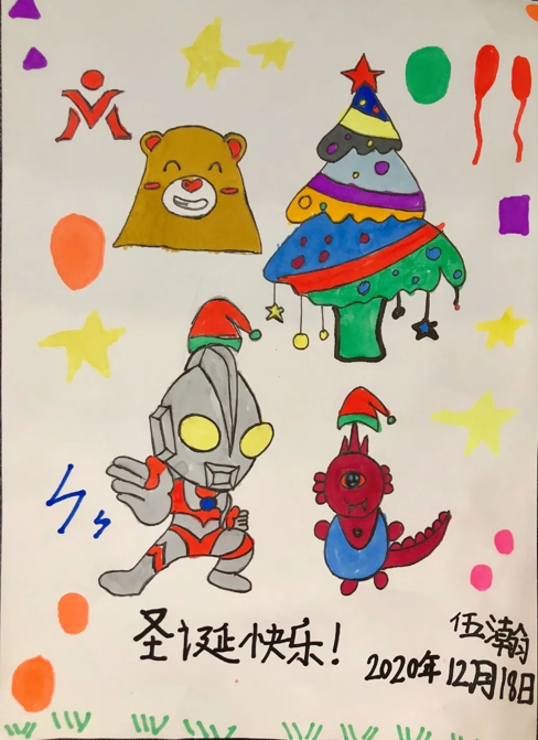 圣诞节少儿绘画作品简单漂亮