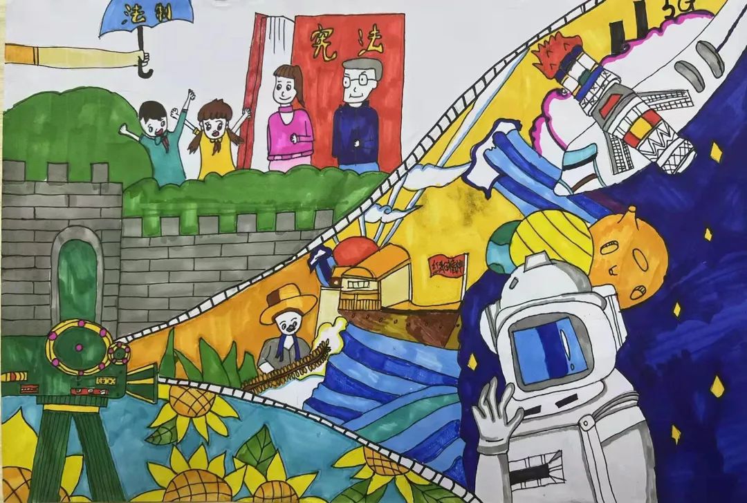 关于“学宪法争做优秀少年”绘画的画法