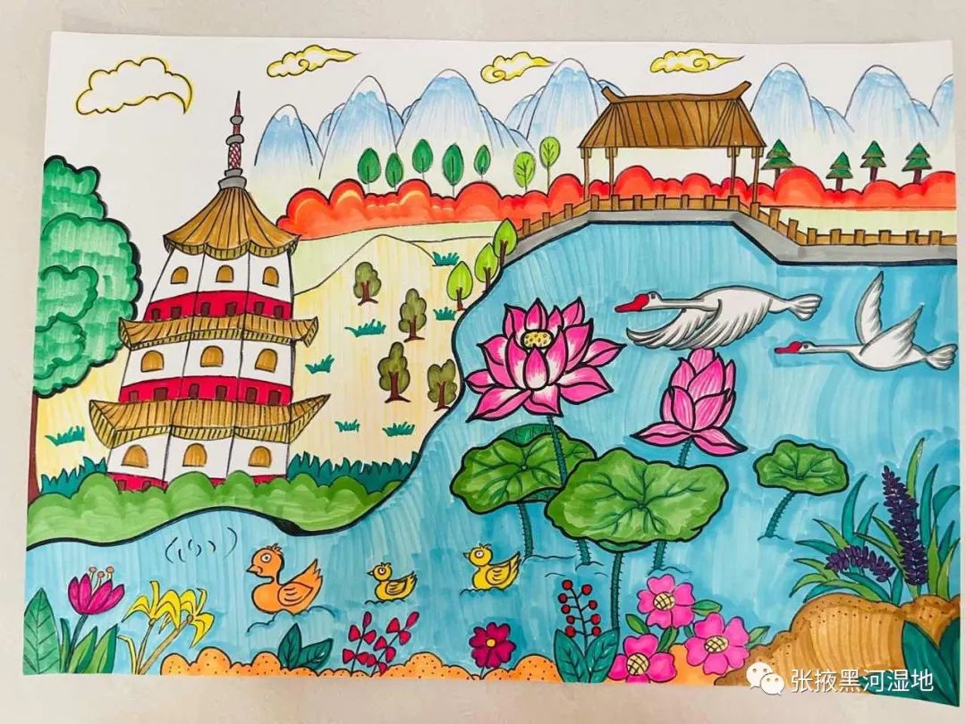 《美丽的家园》保护生态环境的主题绘画