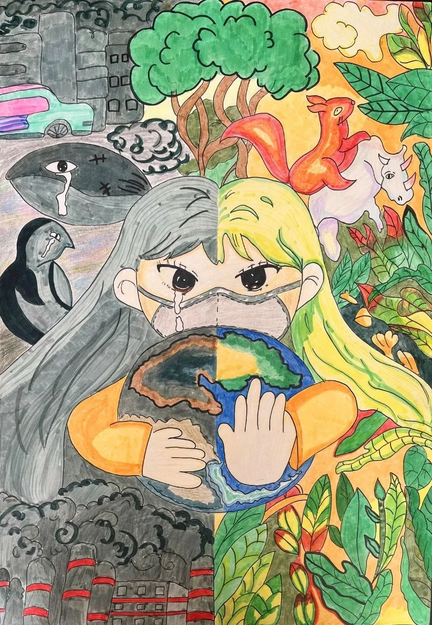 “画一个地球 圆一个绿色的梦”绘画十佳作品
