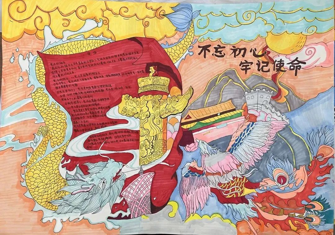宪法宣传创意绘画作品——不忘初心 牢记使命