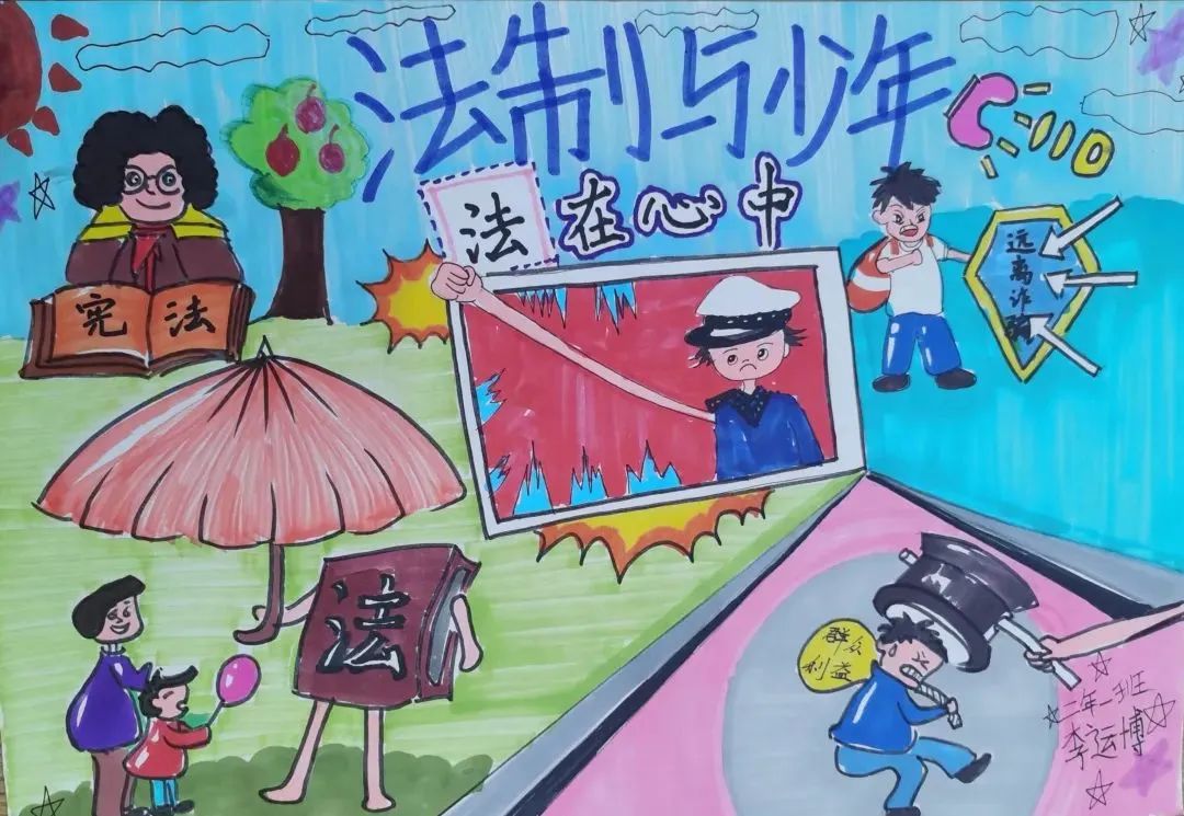 小学二年级“法在我心中”法制绘画