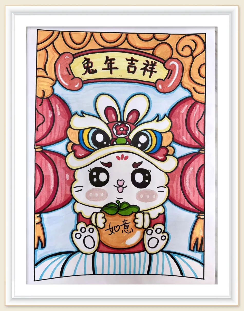 2023新年生肖兔画创意图片简单精美