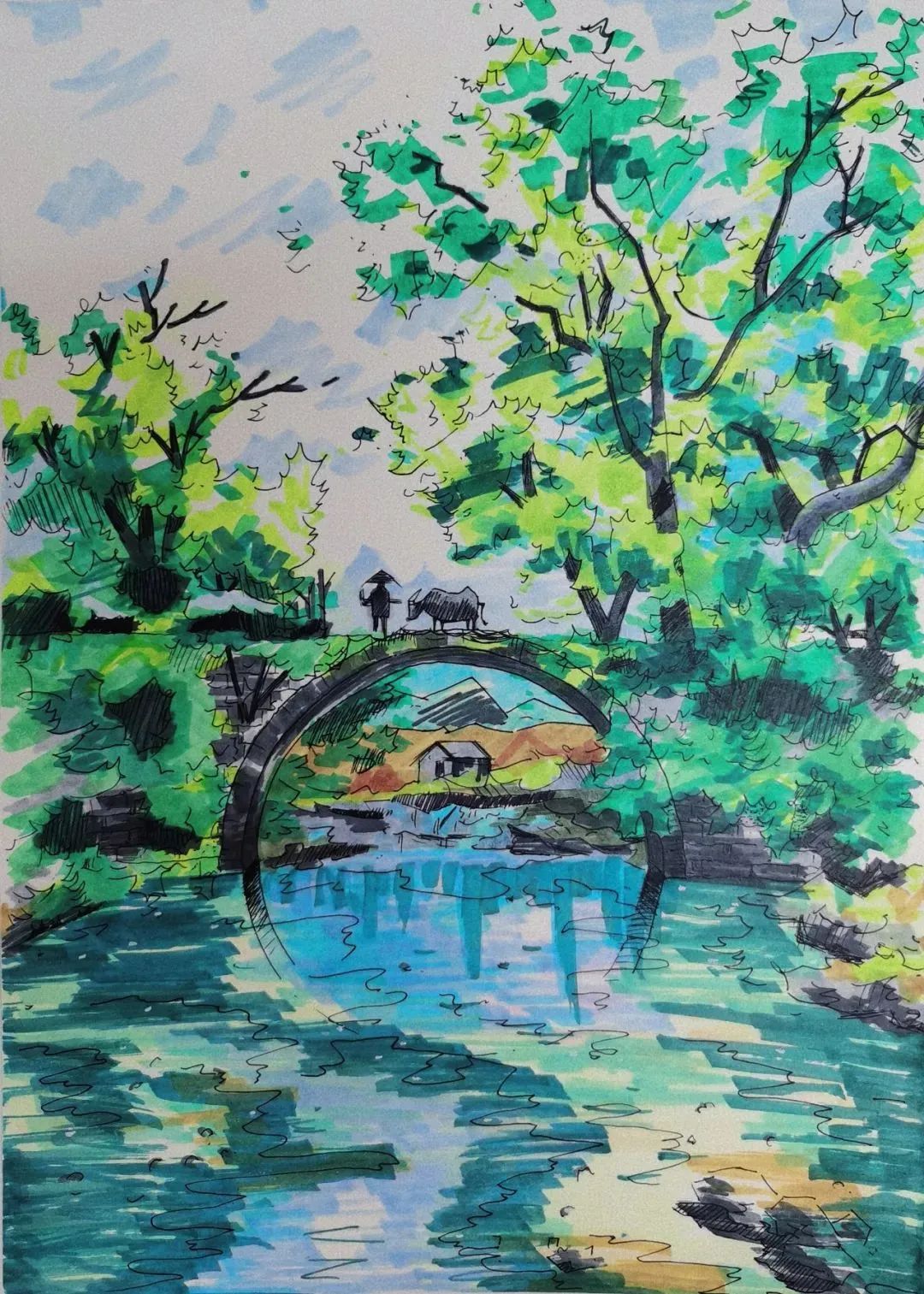 湿地胜景美如画 小学生湿地保护主题绘画作品
