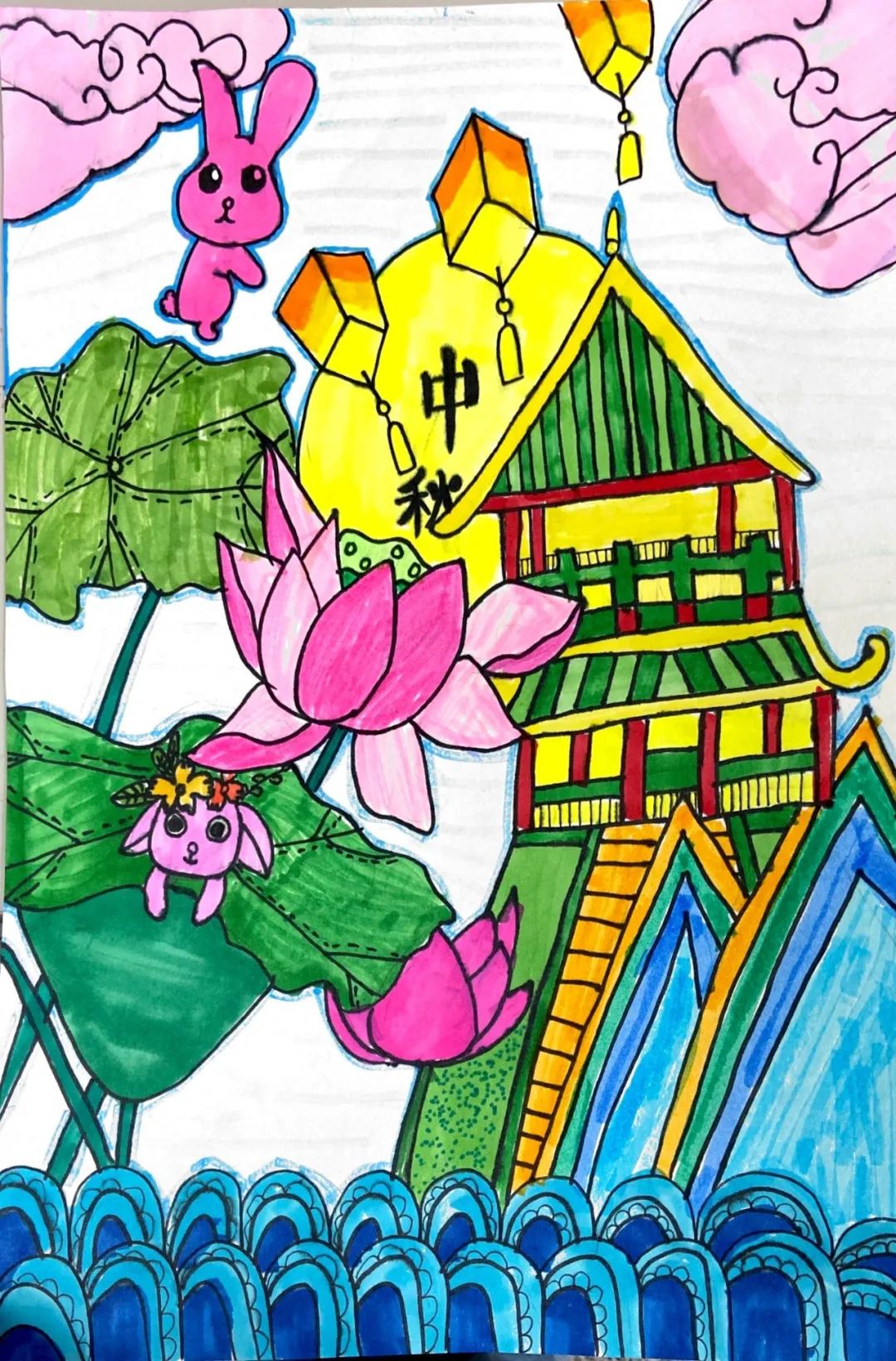 中秋节绘画作品 幼儿园