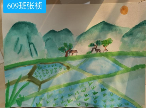 六年级绘画作品——《湿地风景》