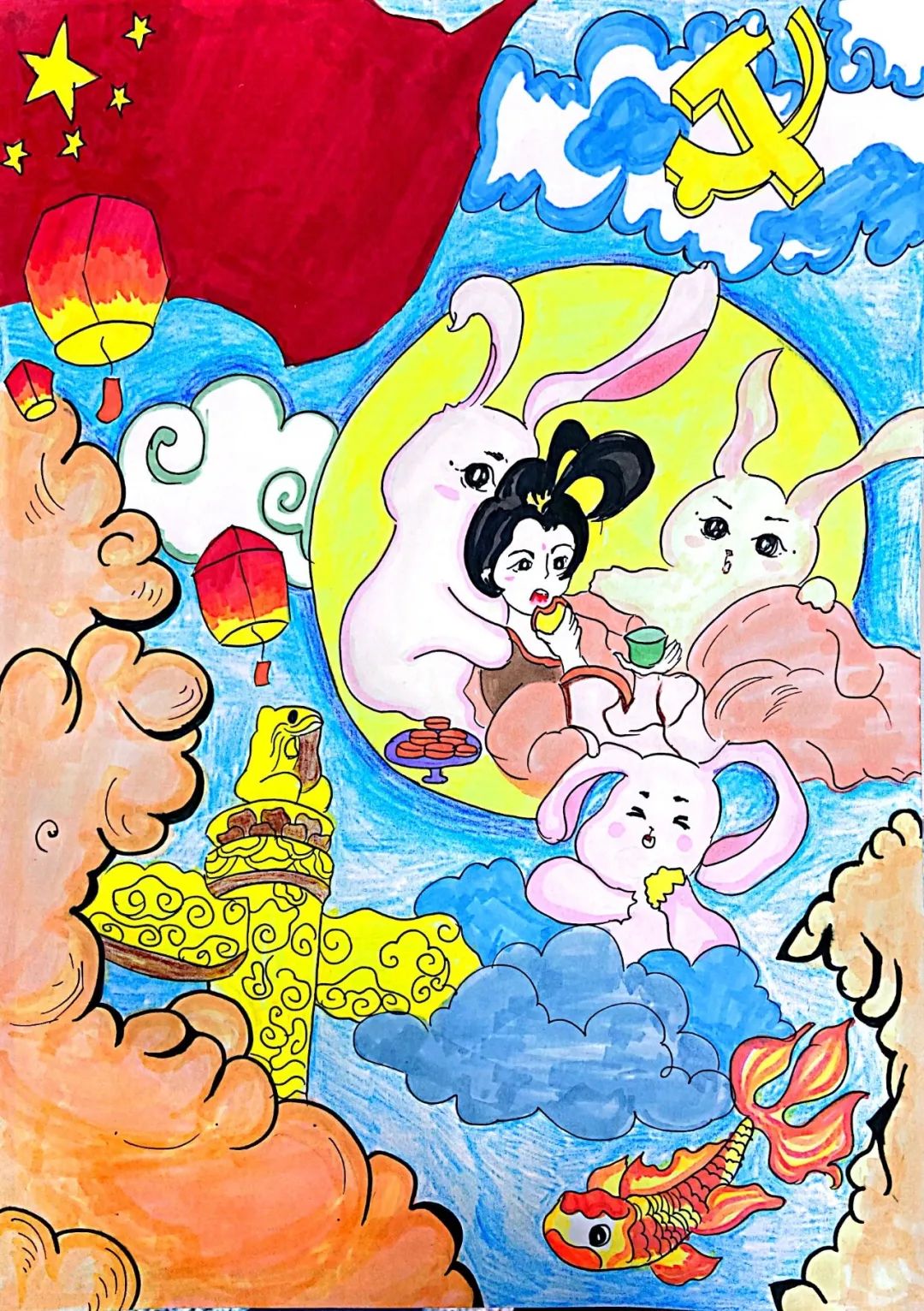 中秋国庆精美创意绘画